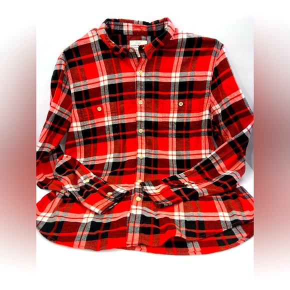 LUCKY BRAND LONG SLEEVES PLAD SHIRT, RED BLACK WHITE, SOFT,STRECH MATERIAL,LARGE - Picture 5 of 13